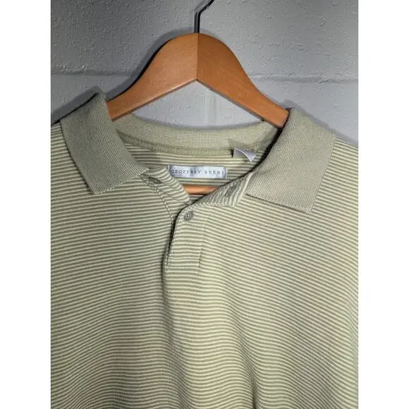 Geoffrey Beene 100% Cotton Green Striped Long Sleeve With Buttons, Size Large - Picture 2 of 5